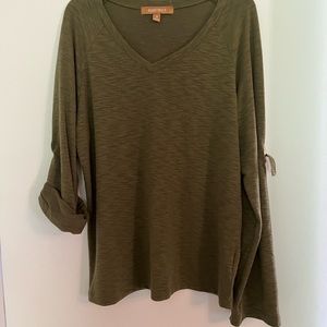 Ellen Tracy roll tab sleeve shirt, large